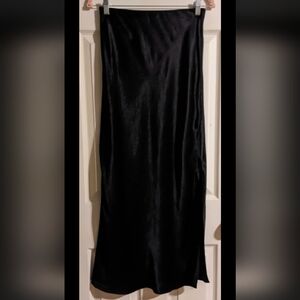 FINAL PRICE TWIN That's What I Need Black Satin Maxi Skirt S Side Slit
